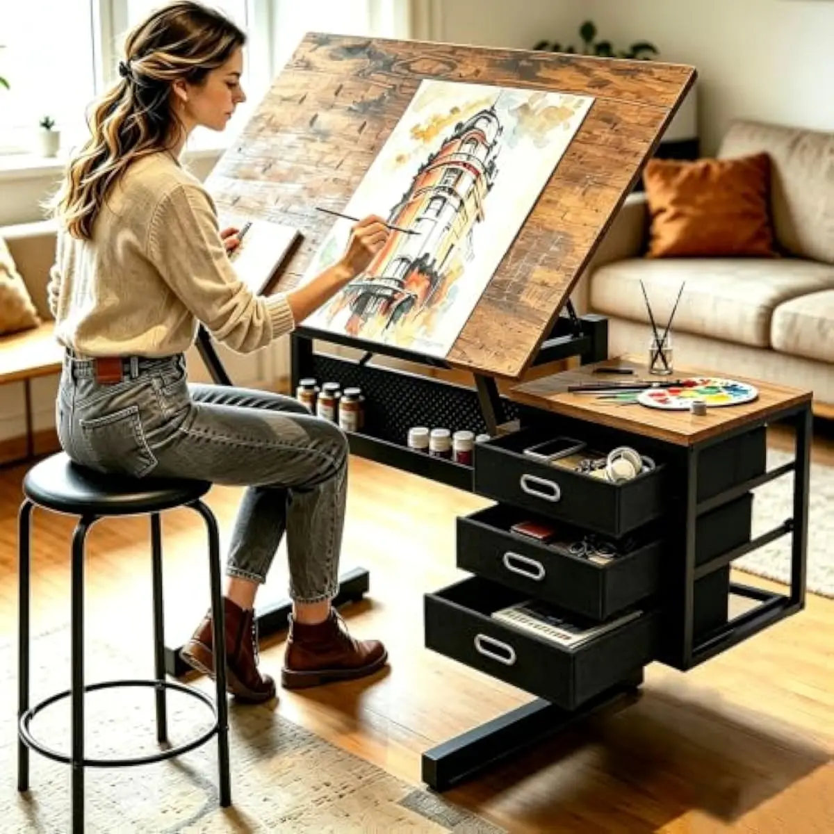 Drafting Desk with Adjustable  - Matcha 评论和价格