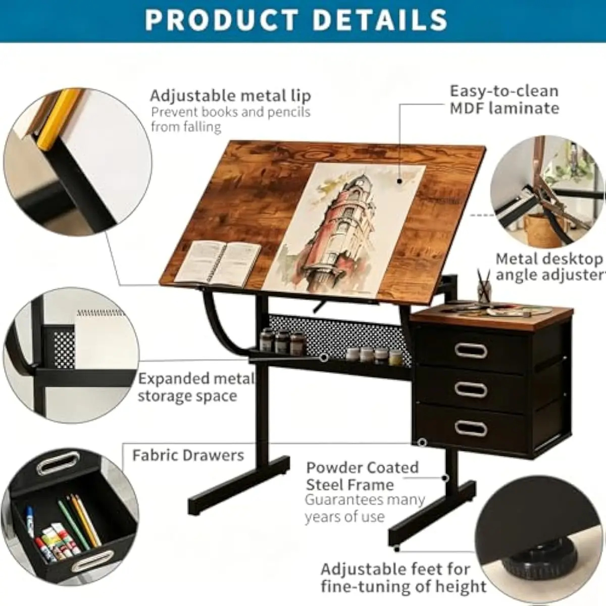 Drafting Desk with Adjustable  - Matcha 评论和价格