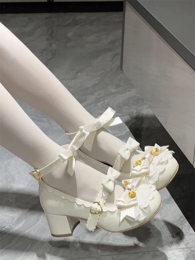 Kawaii Lolita Shoes With Heart - Japanese Tea 评论和价格