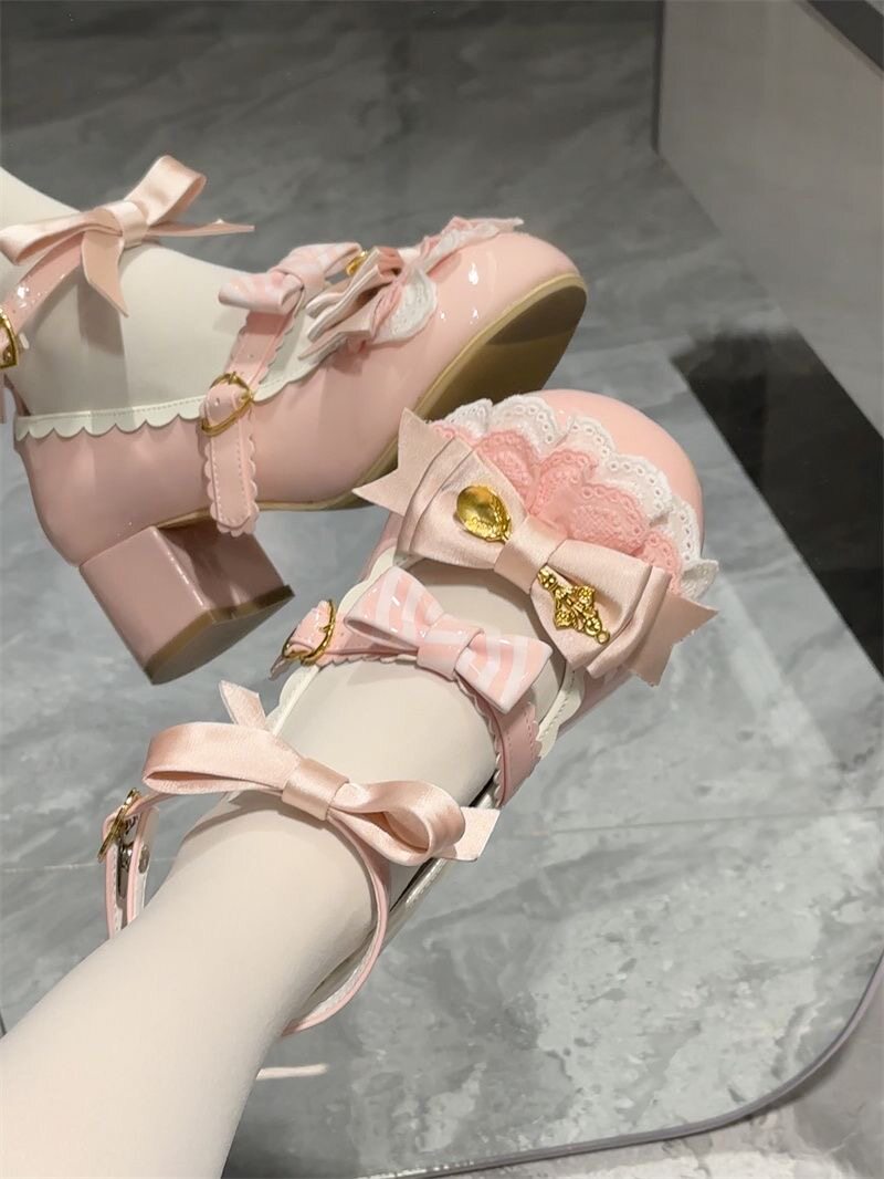 Kawaii Lolita Shoes With Heart - Japanese Tea 评论和价格