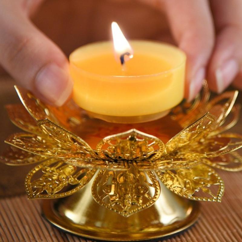 Tea Light Holder Gold Lotus De - Incense Holder 评论和价格