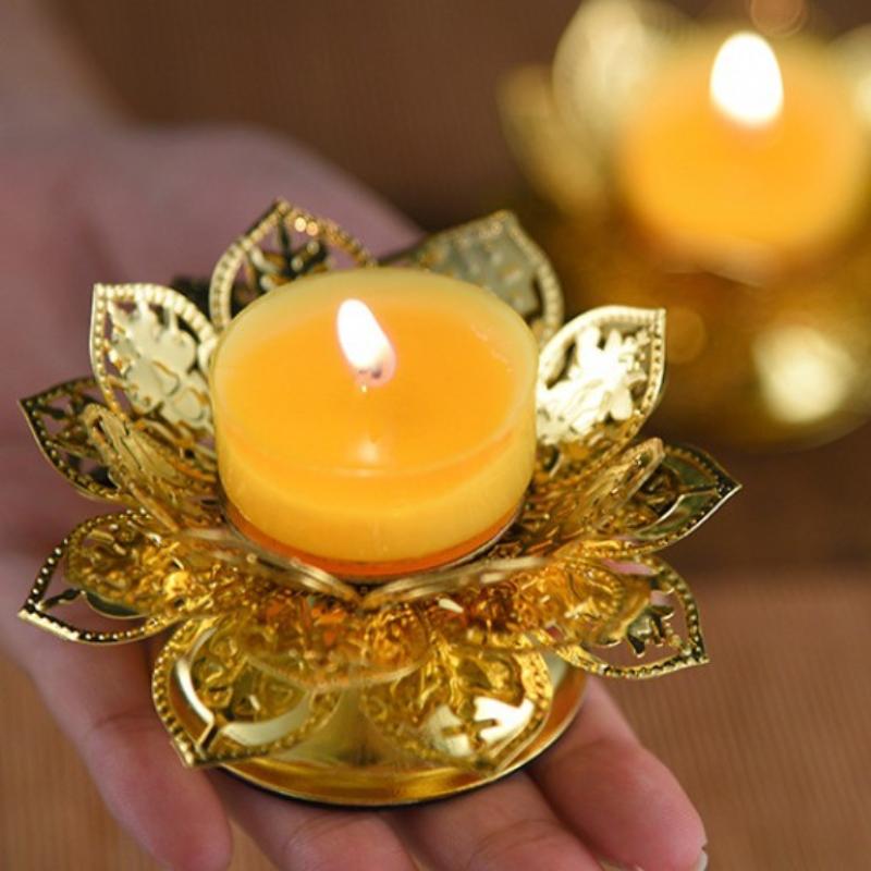Tea Light Holder Gold Lotus De - Incense Holder 评论和价格
